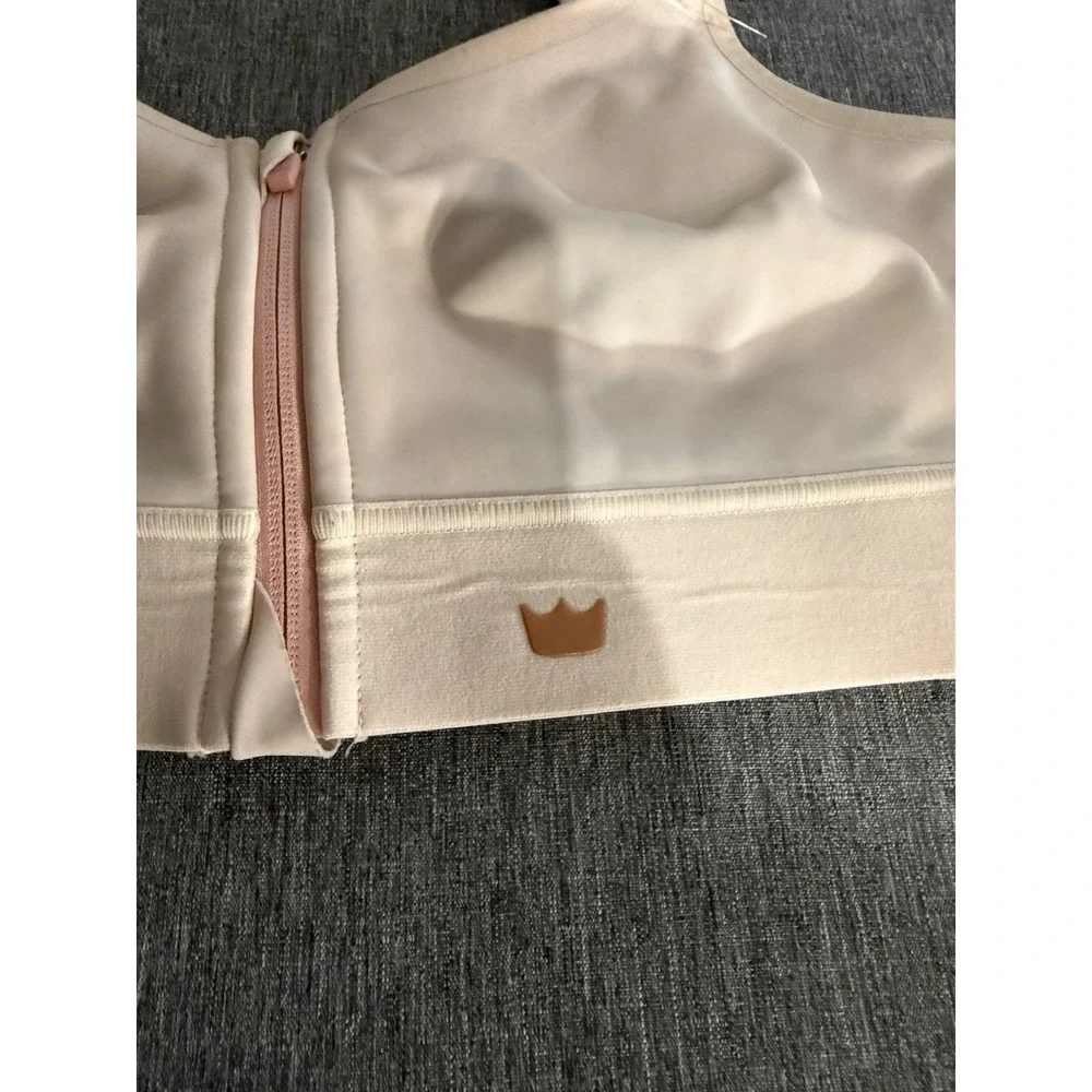 SHEFIT Flex Sports Bra 1Luxe Peach Marble Medium Impact Zip Front Adjustable